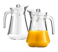 VILDE Lot de 2 pichets en verre 1,4 L - Couvercle, poignée pratique, facile à nettoyer - Idéal pour toutes boissons