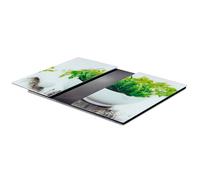 VILDE Lot de 2 planches à découper en verre 52 x 30 cm - Antidérapantes - résistantes à la chaleur - décor pot d'herbes