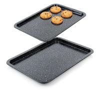 VILDE Lot de 2 plaques à pâtisserie - 38/43 cm - Acier au carbone avec revêtement en granit - Nettoyage facile