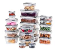 VILDE Lot de 24 boîtes alimentaires étanches transparentes - 7 tailles, micro-ondes, congélateur, lave-vaisselle