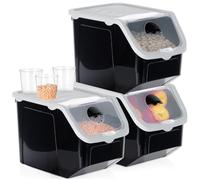Vilde Lot de 3 boîtes de conservation 12L empilables - Boîte de rangement pour légumes et fruits avec couvercle et clapet - Récipient pour pommes de terre et oignons - Boîte de conservation pour