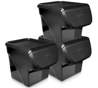 Vilde Lot de 3 contenants de conservation 13L empilable | Boîte de rangement pour légumes et fruits avec couvercle et rabat, Récipient pour pommes de terre et oignons
