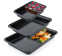 VILDE Lot de 3 plaques à pâtisserie - Acier au carbone avec revêtement en granit - Cuisson homogène, rebord haut