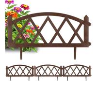Vilde Lot de 4 clôtures de Jardin | 57 x 25 cm, Marron, En plastique, Bordure de pelouse décorative, Pour parterre de fleurs, pelouse, chemin