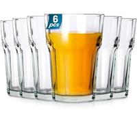 Vilde Lot de 6 verres à eau 360 ml pour boissons froides | Verres à long drink lavables au lave-vaisselle en verre transparent pour eau, limonade, cocktails, jus et autres boissons