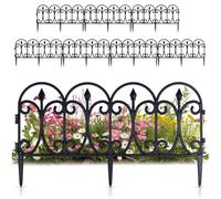 Vilde Lot de 8 clôtures de Jardin | 60 x 33 cm, En plastique noir, Clôture de jardin, Bordure de pelouse, Décoration de jardin