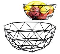 Vilde Panier en Métal pour Fruits et Légumes | Diamètre 28 cm | Style Géométrique LOFT | Bol noir Industriel | Parfait pour la Cuisine et le Bureau
