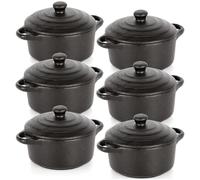 Vilde | Plat à four - Avec couvercle - Noir - 300 ml - En porcelaine - Ustensiles de cuisine - 6 pièces