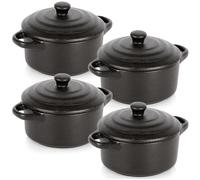 Vilde | Plat à four - Avec couvercle - Noir - 450 ml - En porcelaine - Ustensiles de cuisine - 4 pièces