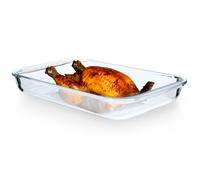 VILDE Plat à four en Verre Borosilicaté 3L - Résistant de -30°C à +400°C, Poignées Pratiques, Lave-vaisselle