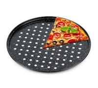 VILDE Plat à Pizza 28 cm - Acier au carbone - revêtement granit - fond perforé pour croustillant - Compatible tous fours