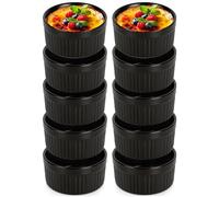 Vilde | Plats à soufflé en porcelaine noire - lot de 10 - Moules à dessert 260 ml