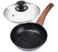 Vilde Poêle à frire, 16 cm avec couvercle en verre | antiadhésif, en granit, aluminium, petite poêle avec couvercle, pour tous les types de cuisinières, gaz, électrique