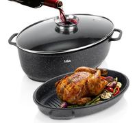 Vilde | Poêle à frire - Poêle émaillée avec couvercle - 2in1 - 39x26,5x18 cm - 8+3,2 l - Résistant au lave-vaisselle - GRANITICA