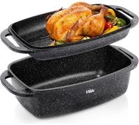 Vilde | Poêle à frire - Poêle émaillée avec couvercle - 2in1 - 40x22,5x16 cm - 5,5+2,5 l - Résistant au lave-vaisselle - GRANITICA