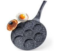 VILDE Poêle à œufs 27 cm - Revêtement granit antiadhésif - 7 trous pour crêpes - Tous feux dont induction