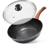 Vilde | Poêle à wok - Aluminium - 28 cm - Avec couvercle en verre - Antiadhésif