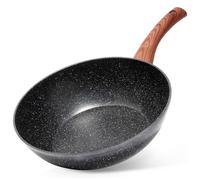 VILDE Poêle Wok 28 cm - Revêtement antiadhésif en granit - Tous feux dont induction - Poignée imitation bois