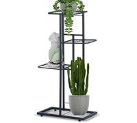 VILDE Porte Plante 4 Niveaux - 80 cm Étagère à Fleurs - Idéal pour Décorations - Métal noir mat