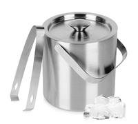 VILDE Seau à Glace Thermique avec Pince 1,3 L - Acier Inoxydable, Double Paroi, Couvercle Hermétique