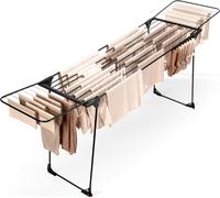 Vilde | Séchoir à linge - Séchoir à linge XXL - Extensible 204-260 cm - Noir - Stable, Mobile, Peu encombrant