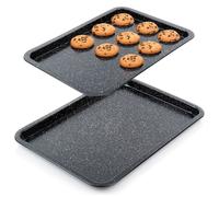 VILDE Set de 2 plaques à pâtisserie - 43x29/46,5x32,5 cm - Acier au carbone - revêtement granit - nettoyage facile