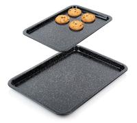 VILDE Set de 2 plaques à pâtisserie - Acier au carbone avec revêtement en granit - 38x26,5 et 46,5x32,5 cm