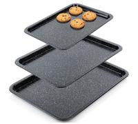 VILDE Set de 3 plaques à pâtisserie - Acier au carbone avec revêtement en granit - Nettoyage facile