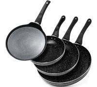 Vilde | Set de 4 poêles - Poêle à frire 20/24/28 cm - Poêle à induction avec revêtement anti-adhésif - BLACK LINE