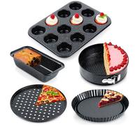 VILDE Set de 5 moules à pâtisserie - Acier au carbone avec revêtement granit - Idéal pour gâteaux, pains, pizzas