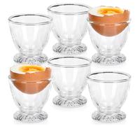 VILDE Set de 6 soucoupes à œufs en verre - Design classique - lavables au lave-vaisselle - parfaites pour le petit déjeuner