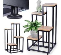 Vilde Support à plantes à 4 étages - Étagère à plantes d'intérieur pour pots et décorations - Support de fleurs robuste en métal noir de style loft industriel - 34 x 34 x 69 cm - Charge maximale : 50