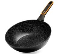 Vilde TERRUNA Poêle wok 28 cm avec revêtement en granit, poêle à frire antiadhésive en aluminium pour induction, poêle à frire profonde et poêle à frire pour cuisine asiatique, idéale pour légumes et