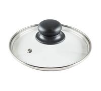 VILDE Universel Couvercle en Verre 16 cm - Bord en Acier Inoxydable - Poignée Pratique - Résistant à 200°C