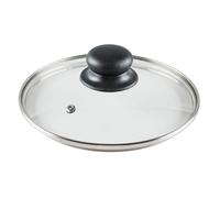 VILDE Universel Couvercle en Verre 18 cm - Bord en Acier Inoxydable - Poignée Pratique - Résistant à 200°C