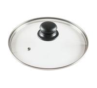 VILDE Universel Couvercle en Verre 22 cm - Bord en Acier Inoxydable - Poignée Pratique - Résistant à 200°C