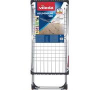 Vileda Étendoir à Linge Extensible en Aluminium avec 100 m de Longueur, Corde Extra épaisse, Support pour Petites pièces, Gris