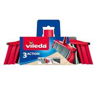 Vileda - Balai 3Action - Balai Caoutchouc pour Intérieur - Nettoyeur Sol Efficace et Agréable avec Manche Télescopique - Composition en PET - 3 Types de Fibres - Tous Types de Sol et Coins