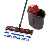 Vileda - Balai Plat Ultramax XL - Serpillière en Microfibres 20% Plus Large pour Un Nettoyeur Sol Efficace Ultramax Complet avec Seau et Manche - Joint Flexible à 360 Degrés