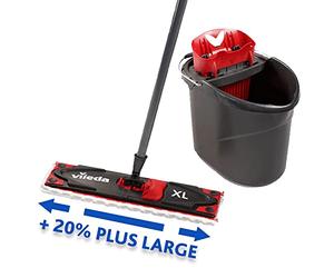 Vileda - Balai Plat Ultramax XL - Serpillière en Microfibres 20% Plus Large pour Un Nettoyeur Sol Efficace Ultramax Complet avec Seau et Manche - Joint Flexible à 360 Degrés