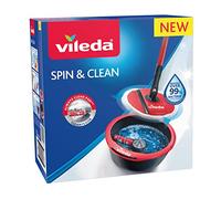 Vileda - Balai Serpillière Spin & Clean - Balai avec Seau Essoreur Compact Innonvant - Housse en Microfibre pour Laveur de Sol Performant - Nettoyeur Sol Toujours Propre - Coins et Plinthes