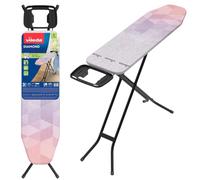 Vileda Diamond S, Planche à Repasser, Acier avec Housse Coton | Revêtement en Titane Résistant à Plus de 200°, Petite Table à Repasser Compacte et Légère, Surface de Repassage 114x33 cm