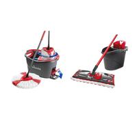 Vileda Easy Wring & Clean Turbo Balai avec Seau à pédale, Manche télescopique 85 - 130 cm & Kit Complet Balai et Seau-essoreur Ultramax, Ensemble de balais à Plat avec Seau