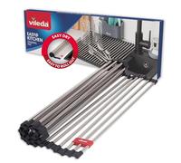 Vileda Egouttoir Enroulable 45 x 40 cm Acier Inoxydable et TPE - Egouttoir à Vaisselle Pliable - 24 Barres - Idéal comme Support pour Vaisselle et Couvercle d'évier