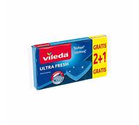 Lot VILEDA de 3 éponges bleues avec grattoir