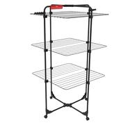 Vileda - Étendoir à Linge Intérieur 3 étages Séchoir à Linge Pliable sur roulettes Tancarville Noir 93 x 71 x 131 cm