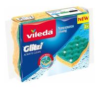 Vileda Glitzi Always Clean Paquet de 2 éponges en Viscose Super absorbante, sans Rayures Verte et Jaune