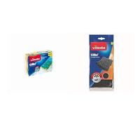 Vileda Glitzi Pack Vaisselle - 2 éponges viscoses Always Clean Super absorbantes sans rayer + Vileda Glitzi Power INOX - Récureur Métallic spécial INOX