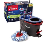 Vileda H2prO Spin Mop Kit de lavage avec seau à double compartiment tête triangulaire en microfibre à 360 degrés