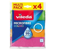 Vileda - Lavettes Microfibres Colors Multi-Usage - Nettoyage Haute Performance Multi-Surfaces sans Trace - Torchons Cuisine Absorbants et Lavables - Chiffons Microfibres Ménage Haute Absorption
